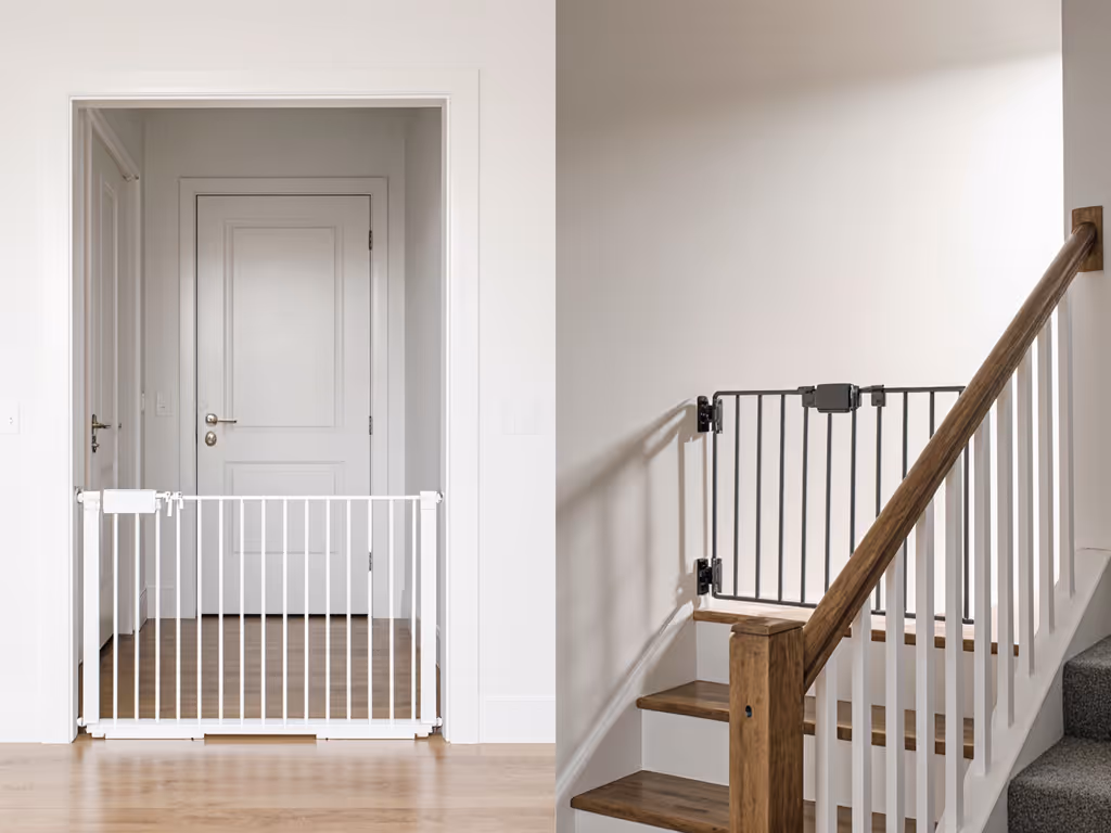comparison_of_pressure-mounted_gate_installed_in_doorway_vs_hardware-mounted_gate_at_top_of_stairs